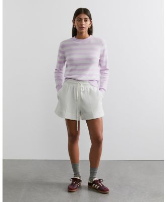 Jag - Faye Cotton Stripe Crew Knit - Jumpers & Cardigans (purple) Faye Cotton Stripe Crew Knit
