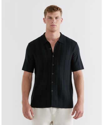 Jag - Spencer Button Thru Knit Shirt - Shirts & Polos (black) Spencer Button Thru Knit Shirt