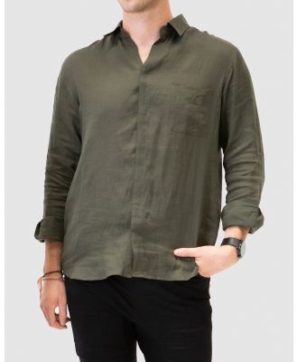 JAM The Label - Masculine Linen Shirt - Casual shirts (Green) Masculine Linen Shirt