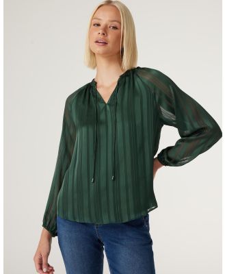 Jeanswest - Bailey Tie Front Blouse - Tops (Forest Green) Bailey Tie Front Blouse