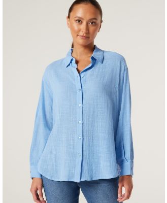 Jeanswest - Cara Cheesecloth Shirt  - Tops (Powder Blue) Cara Cheesecloth Shirt