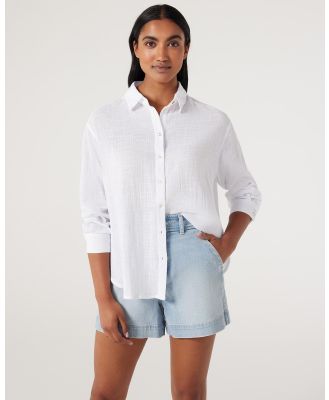 Jeanswest - Cara Cheesecloth Shirt - Tops (White) Cara Cheesecloth Shirt