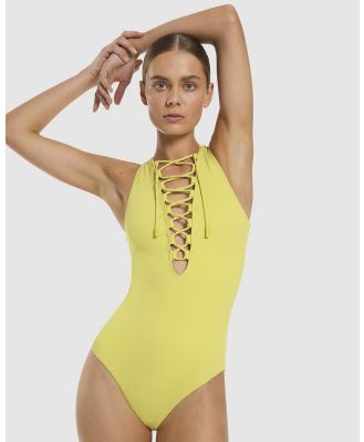 JETS - Joali Tie Front Plunge One Piece - One-Piece / Swimsuit (Zest) Joali Tie Front Plunge One Piece