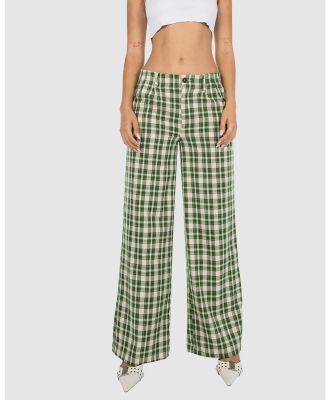 JGR & STN - Jessica Low Rise Trousers - Pants (Olive Check) Jessica Low Rise Trousers