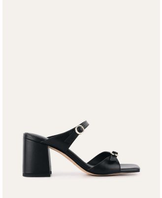 Jo Mercer - Spencer Mid Heel Sandals - Mid-low heels (BLACK LEATHER) Spencer Mid Heel Sandals