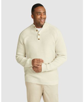 Johnny Bigg - Harold Button Neck Sweater - Jumpers & Cardigans (ECRU) Harold Button Neck Sweater