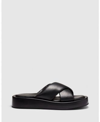 Just Because - Santina Leather Flatform Sandals - Casual Shoes (Black) Santina Leather Flatform Sandals