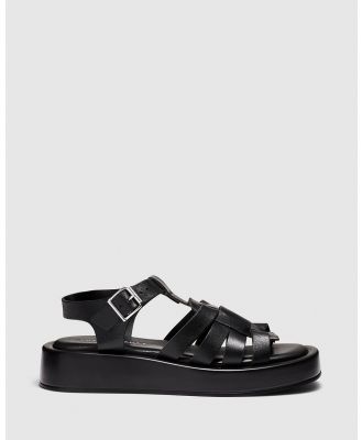 Just Because - Sefora Leather Flatform Sandals - Casual Shoes (Black) Sefora Leather Flatform Sandals
