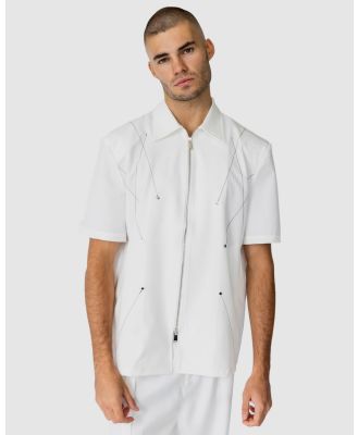 Justin Cassin - Quentin Short Sleeve Zip Shirt - Shirts & Polos (White) Quentin Short Sleeve Zip Shirt