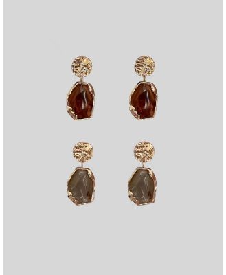KAJA Clothing - Alloy Resin Earrings Leaf Earrings 2 pc - Jewellery (Brown) Alloy Resin Earrings-Leaf Earrings 2 pc