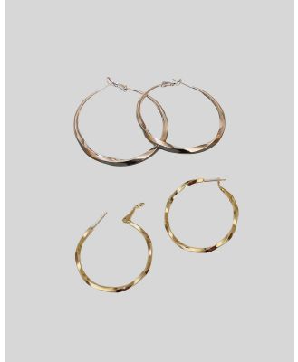 KAJA Clothing - C Shaped Twisted Earrings for Minimalist Earrings Circle Earrings Pack of 2 - Jewellery (Sliver) C-Shaped Twisted Earrings for Minimalist Earrings-Circle Earrings Pack of 2