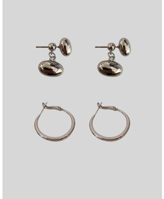 KAJA Clothing - Circle Earrings and Peans Earrings 2pc - Jewellery (Sliver) Circle Earrings and Peans Earrings 2pc