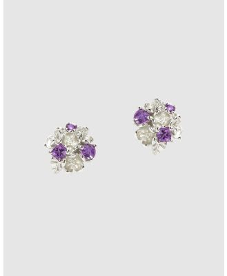 Karen Walker - Rock Garden Flower Ball Earrings with Amethyst - Jewellery (Sterling Silver) Rock Garden Flower Ball Earrings with Amethyst