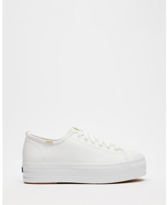 Keds - Triple Up Leather Sneakers   Women's - Sneakers (White) Triple Up Leather Sneakers - Women's