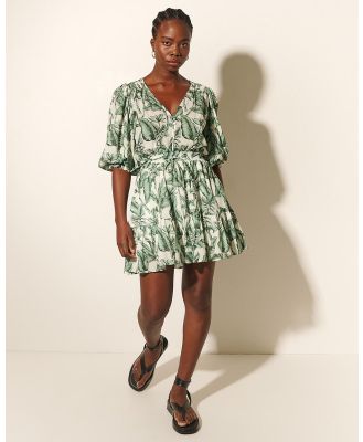 KIVARI - Tropico Mini Dress - Printed Dresses (Green Palm) Tropico Mini Dress
