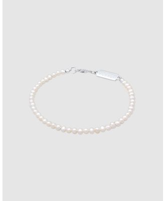 Kuzzoi -  Bracelet ICONIC EXCLUSIVE   Bracelet Men Classic Trend Simple with Freshwater Pearls in 925 Sterling Silver - Jewellery (Silver) Bracelet ICONIC EXCLUSIVE - Bracelet Men Classic Trend Simple with Freshwater Pearls in 925 Sterling Silver