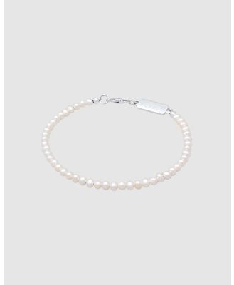 Kuzzoi - ICONIC EXCLUSIVE   Bracelet Men Classic Trend Simple with Freshwater Pearls in 925 Sterling Silver - Jewellery (Silver) ICONIC EXCLUSIVE - Bracelet Men Classic Trend Simple with Freshwater Pearls in 925 Sterling Silver