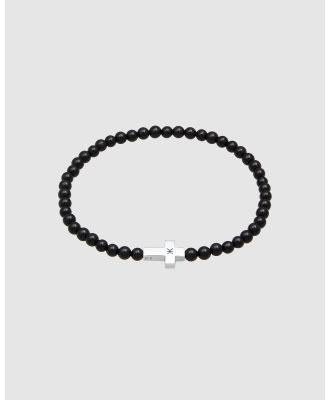 Kuzzoi - ICONIC EXCLUSIVE   Bracelet Men Cross Pendant Beads with Onyx in 925 sterling silver - Jewellery (black) ICONIC EXCLUSIVE - Bracelet Men Cross Pendant Beads with Onyx in 925 sterling silver