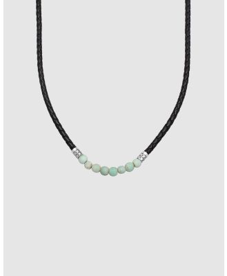 Kuzzoi - ICONIC EXCLUSIVE   Necklace Glass Beads Basic with Leather in 925 Sterling Silver - Jewellery (black) ICONIC EXCLUSIVE - Necklace Glass Beads Basic with Leather in 925 Sterling Silver