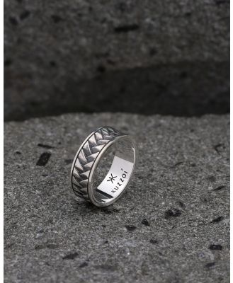 Kuzzoi - ICONIC EXCLUSIVE   Ring Mens Band Herringbone Vintage in 925 Sterling Silver - Jewellery (Silver) ICONIC EXCLUSIVE - Ring Mens Band Herringbone Vintage in 925 Sterling Silver