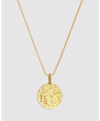 Kuzzoi -  Necklace Men Plate Pendant Basic Hammered in 925 Sterling Silver Gold Plated - Jewellery (Gold) Necklace Men Plate Pendant Basic Hammered in 925 Sterling Silver Gold Plated