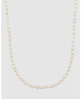 Kuzzoi -  Necklace Men Vintage Trend Oval with Freshwater Pearls in 925 Sterling Silver - Jewellery (white) Necklace Men Vintage Trend Oval with Freshwater Pearls in 925 Sterling Silver