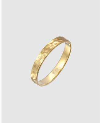 Kuzzoi -  Ring  Band Basic Hammered in 375 Yellow Gold - Jewellery (Gold) Ring  Band Basic Hammered in 375 Yellow Gold