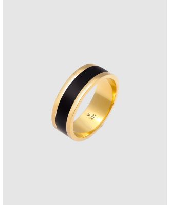 Kuzzoi -  Ring BandBasic Geo Enamel Casual in 925 Sterling Silver Gold Plated - Jewellery (black) Ring BandBasic Geo Enamel Casual in 925 Sterling Silver Gold Plated