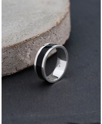 Kuzzoi -  Ring Basic Geo Black Enamel Cool 925 Sterling Silver - Jewellery (Silver) Ring Basic Geo Black Enamel Cool 925 Sterling Silver