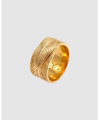 Kuzzoi -  Ring Feather Vintage Look Trend in 925 Sterling Silver gold plated - Jewellery (Gold) Ring Feather Vintage Look Trend in 925 Sterling Silver gold plated
