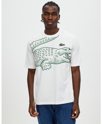 Lacoste - Big Croc Loose Fit T Shirt - T-Shirts & Singlets (White) Big Croc Loose Fit T-Shirt