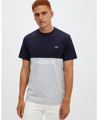 Lacoste - Colour Block Logo T Shirt - T-Shirts & Singlets (Abysm & Silver) Colour Block Logo T-Shirt