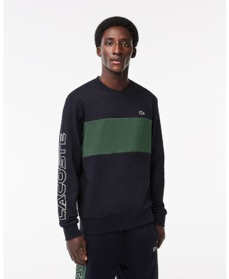 Lacoste - Crew Neck Colorblock Sweatshirt - Sweats & Hoodies (BLUE) Crew Neck Colorblock Sweatshirt