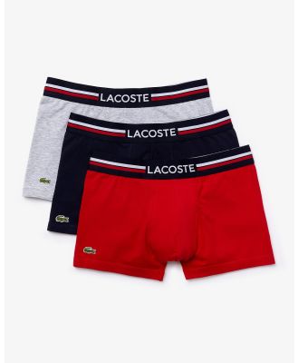 Lacoste - Iconic Trunks with Three Tone Waistband 3 Pack - Briefs (RED) Iconic Trunks with Three-Tone Waistband 3 Pack