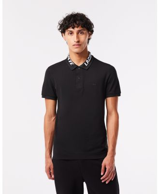 Lacoste - Lacoste Branded Slim Fit Stretch Piqué Polo - Shirts & Polos (BLACK) Lacoste Branded Slim Fit Stretch Piqué Polo