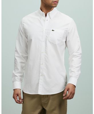 Lacoste - LS Regular Fit Oxford Shirt - Shirts & Polos (White) LS Regular Fit Oxford Shirt