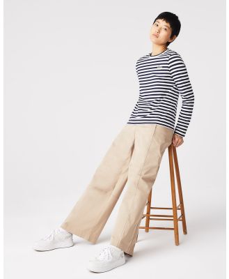 Lacoste - Striped Jersey Cotton T shirt - Short Sleeve T-Shirts (BLUE) Striped Jersey Cotton T-shirt