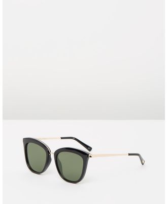 Le Specs - Caliente Black and Gold Round Sunglasses - Sunglasses (Black & Gold) Caliente Black and Gold Round Sunglasses