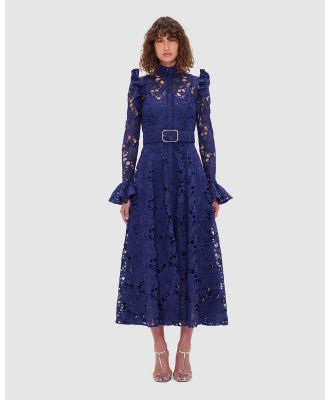 LEO LIN - Aliyah Lace Butterfly Sleeve Midi Dress   Oxford Blue - Dresses (Oxford Blue) Aliyah Lace Butterfly Sleeve Midi Dress - Oxford Blue