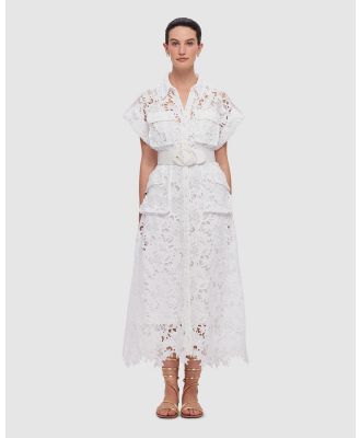 LEO LIN - Audrey Lace Pocket Shirt Midi Dress   Snow - Dresses (Snow) Audrey Lace Pocket Shirt Midi Dress - Snow