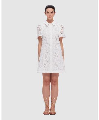 LEO LIN - Brooke Lace Shirt Sleeve Mini Dress   Snow - Dresses (Snow) Brooke Lace Shirt Sleeve Mini Dress - Snow