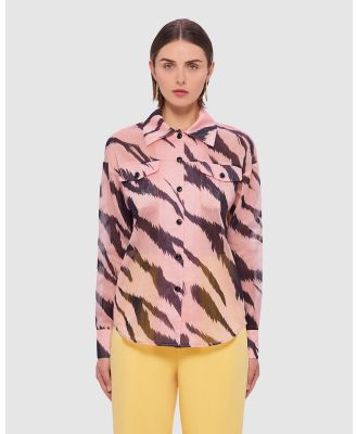 LEO LIN - Brooklynn Linen Shirt   Tiger Print in Pink - Tops (Tiger Print in Pink) Brooklynn Linen Shirt - Tiger Print in Pink