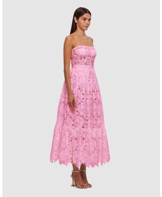 LEO LIN - Emilia Lace Bustier Midi Dress   Candy Pink - Dresses (Candy Pink) Emilia Lace Bustier Midi Dress - Candy Pink