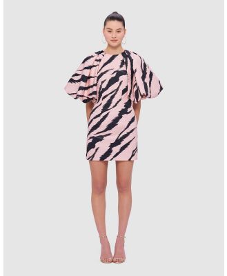 LEO LIN - Gabriella Puff Sleeve Mini Dress   Tiger Print in Pink - Dresses (Tiger Print in Pink) Gabriella Puff Sleeve Mini Dress - Tiger Print in Pink