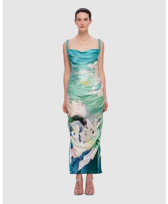 LEO LIN - Rachel Cowl Neck Slip Dress   Neptune Print in Seagrass - Printed Dresses (Neptune Print in Seagrass) Rachel Cowl Neck Slip Dress - Neptune Print in Seagrass