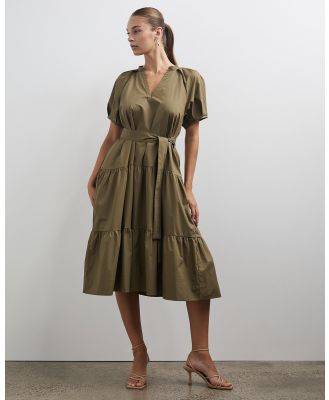 Lindsay Nicholas New York - Cotton Joan Midi Dress - Dresses (Olive) Cotton Joan Midi Dress