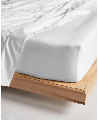 Linen House - Augusta 500TC Cotton Sateen Fitted Sheet - Home (White) Augusta 500TC Cotton Sateen Fitted Sheet