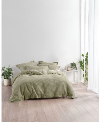 Linen House - Deluxe Waffle Quilt Cover Set - Home (Eucalyptus) Deluxe Waffle Quilt Cover Set