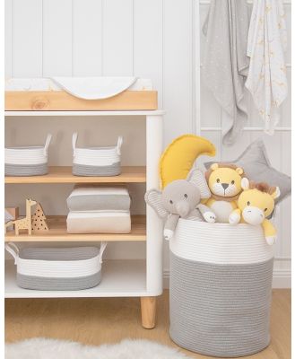 Living Textiles - 100% Cotton Rope Hamper   Grey White - Nursery (multi) 100% Cotton Rope Hamper - Grey-White