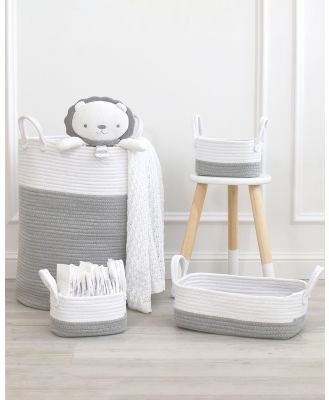 Living Textiles - 100% Cotton Rope Storage Set Bundle   Grey White - Nursery (White/Grey) 100% Cotton Rope Storage Set Bundle - Grey-White